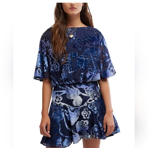 Free People Manuka Velvet Burnout Mini Dress - Picture 1 of 6